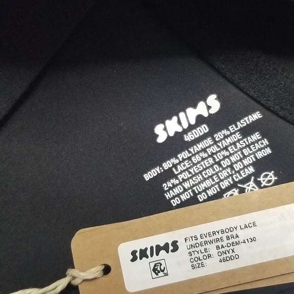 NEW! Skims Fits EVERYBODY Lace Underwire Bra 46DDD Onyx - Picture 3 of 3